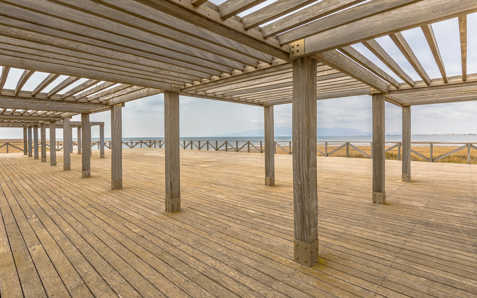 Public Picknick Area under big wooden Pergola